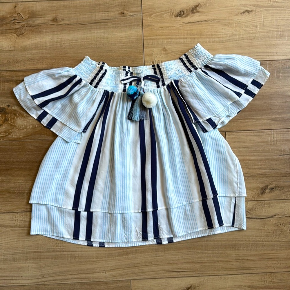 Surf Gypsy Off the Shoulder Striped Top Size Small